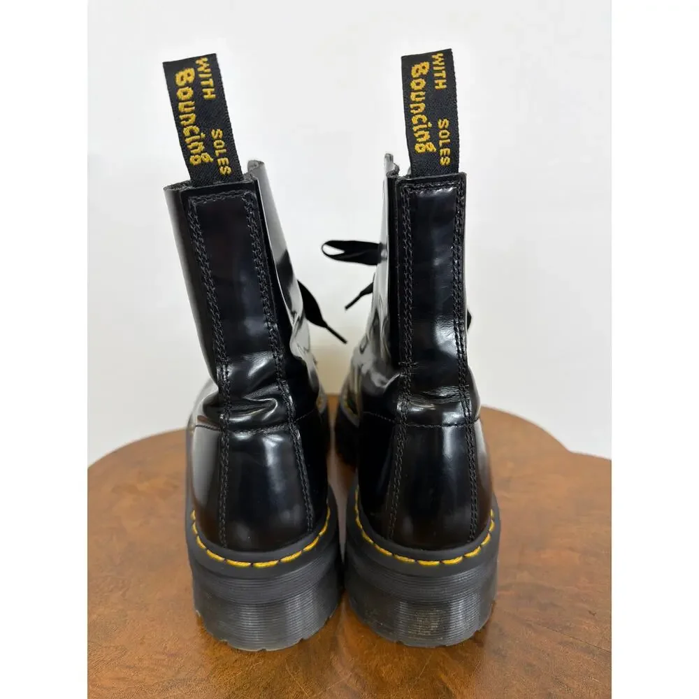 Dr. Martens Molly Black Patent Leather Platform 6 Eye Airwair Boots L11 EU43